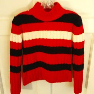 No Boundaries Red/black/White Mock Turtle Sweater Size Medium